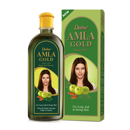 Picture of Dabur Amla Gold Hair Oil - Hair Serum with Amla Oil, Almond and Henna - Moisturizing Hair and Scalp Oil for All Types of Hair - Natural Hair Oil Treatment Products for Women - 6.76 Fl Oz (Pack of 3)