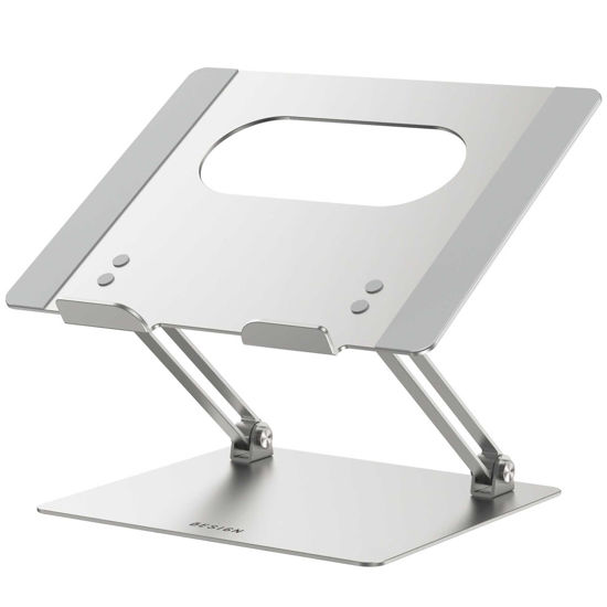 Picture of BESIGN LS10 Aluminum Laptop/Computer Stand, Ergonomic Adjustable Notebook Stand, Riser Holder, Compatible with Air, Pro, Dell, HP, Lenovo More 10-14" Laptops, Silver