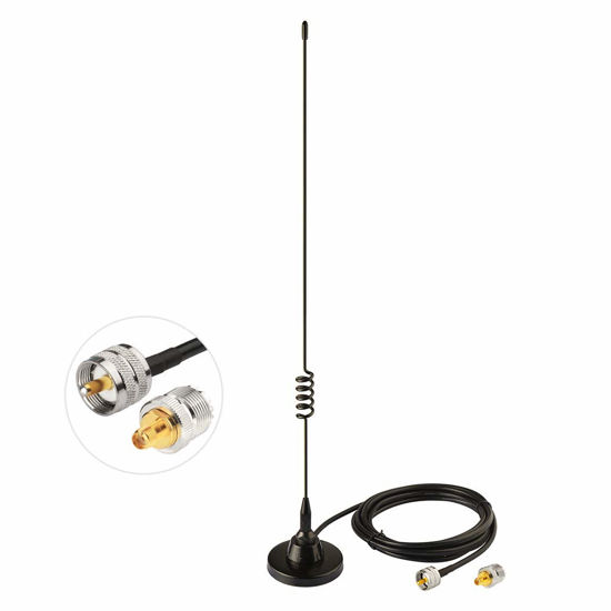 Picture of Bingfu Ham Radio Vehicle Car Mobile Radio Antenna Dual Band VHF UHF 136-174MHz 400-520MHz Magnetic Base PL259 Male Antenna for BTECH ICOM Kenwood Midland Yaesu TYT AnyTone Amateur Radio Two Way Radio