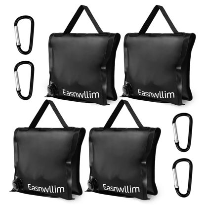 Picture of Easnwllim Heavy Duty Water Weight Bag Saddlebag Design 4 Pack Tripod Water Weight Bags for Backdrop Stand Photo Video Studio Lighting Stand (Black)