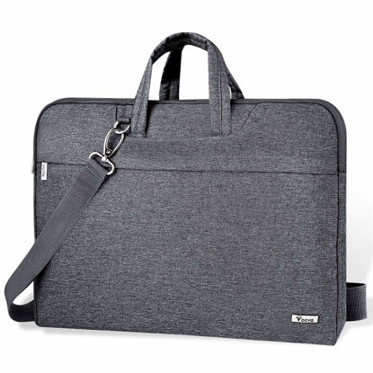 Picture of Voova Laptop Bag 17 17.3 inch Water-resistant Laptop Sleeve Case with Shoulder Straps & Handle/Notebook Computer Case Briefcase Compatible with MacBook/Acer/Asus/Hp, Grey