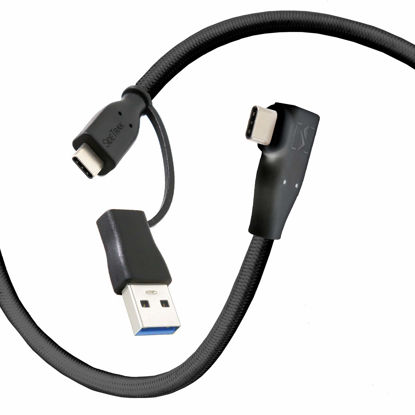 Picture of SideTrak USB-C to USB-C Cable & USB-A Adapter | Durable, Flexible, Tangle-Free Braided Nylon Cord | 1.5ft | Black