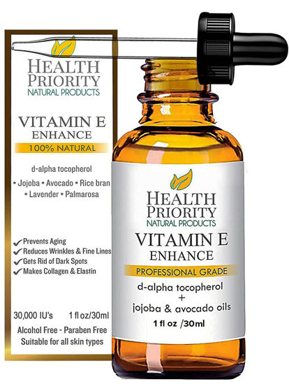 Picture of Organic Vitamin E Oil for Skin & Scars |100% Pure Natural Vitamin E Serum Hand Made in South Carolina | 15000 IU Vitamin E for Face & Hair| Non-GMO, Gluten & Cruelty Free, Vegan | Lavender 1 Fl Oz