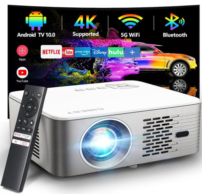 Picture of 4K Support Android TV 10.0 Projector 5G WiFi Bluetooth Native 1080P, CIBEST Full-Sealed Optical Engine Home Movie FHD Projector with Netflix/Prime Video Built-in, 8000+ Apps, Autofocus, Stereo Sound