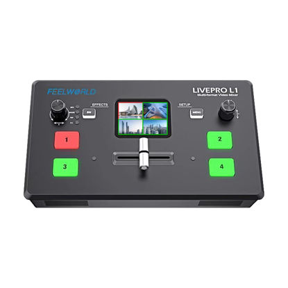 Picture of FEELWORLD L1 Multi Camera Video Mixer Switcher 2 Inch LCD Display 4 x HDMI Inputs USB 3.0 Output Live Streaming/Camera Production/Live Broadcast (with USB Cable + Adapter)
