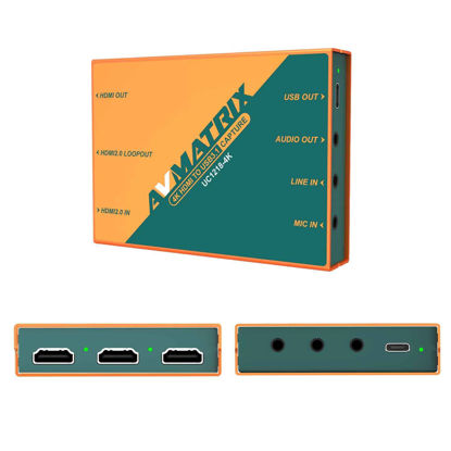 Picture of AVMATRIX UC1218-4K Game Capture Card, 4K60 Pass-Through, Plug and Play, 1080p60 Uncompressed Capture for Streaming in OBS, Vmix.Ultra-Low Latency on PS5, PS4/Pro, Xbox Series X/S, Xbox One X/S