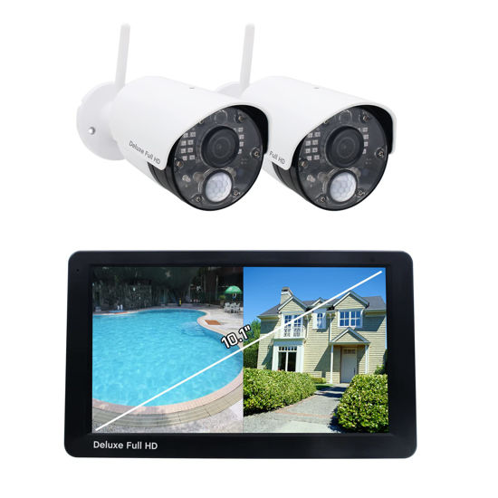 Picture of CasaCam Deluxe VS5102A Security Camera System with 1080p Cameras and 10.1" Large Touchscreen Monitor, Two-Way Audio, Free APP, 32GB SD Card Installed (1080p Deluxe Camera, 10.1" Monitor)