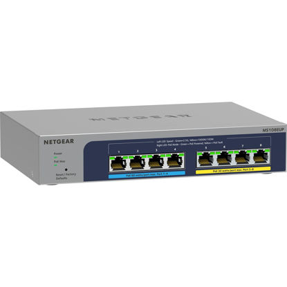 Picture of NETGEAR 8-Port Ultra60 PoE Multi-Gigabit Ethernet Plus Switch (MS108EUP) - Managed, with 4 x PoE++ and 4 x PoE+ @ 230W, Desktop or Wall Mount, and Limited Lifetime Protection,Grey