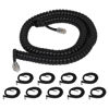 Picture of Cablesys Coiled Telephone Handset Cord for Use with PBX Phone Systems, VoIP Telephones - 12 Ft Uncoiled, Rj22, 1.5 Inch Lead on Both Ends, Glossy Black, 10-Pack