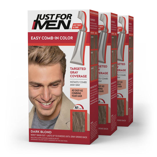 Picture of Just For Men Easy Comb-In Color Mens Hair Dye, Easy No Mix Application with Comb Applicator - Dark Blond, A-15, Pack of 3