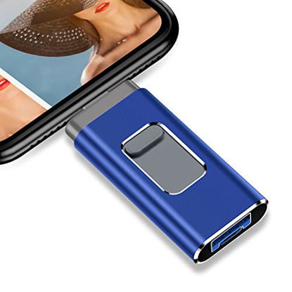 Picture of iPhone Flash Drive for Phone Photo Stick 1000GB Memory Stick USB 3.0 Flash Drive Thumb Drive for iPhone iPad Computers(1TB Blue)