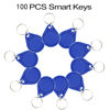 Picture of JASAG 100pcs Rewritable UID Smart Keys, Mi-Fare 1K S50 RFID Cards Token NFC Tag Copy Fobs, 13.56MHz ABS Access Control Writable Card, Comply ISO 14443A, Block 0 Sector