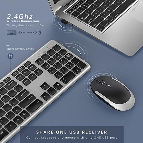 GetUSCart- Wireless Keyboard and Mouse, Jelly Comb 2.4GHz Ultra Thin ...