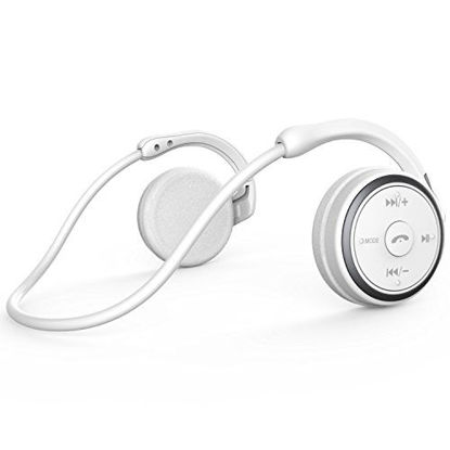 Picture of Small Bluetooth Headphones Behind The Head, Sports Wireless Headset with Built in Microphone and Crystal-Clear Sound, Fold-able and Carried in The Purse, 12-Hour Battery Life, White