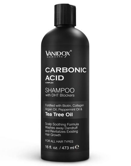 Picture of VANIDOX Carbonic Acid Shampoo for Men and Women - Made in USA - Stimulates Hair Growth, Scalp Exfoliator with DHT Blockers, Biotin and Tea Tree Oil (16 Fl Oz)