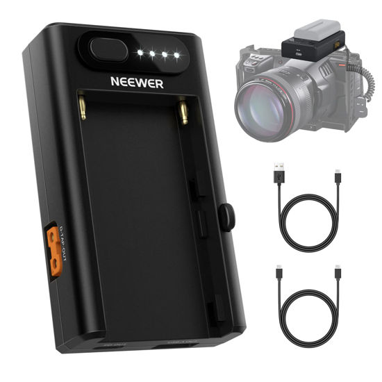 Picture of NEEWER 2-in-1 Powering Adapter Compatible with Sony NP-F970/F750/F550 BMPCC 4K 6K Pro, 22W Type-C Input PD Fast Charger, D-tap/Type-C/USB-A Output to Power DSLR Camera & Camcorder for Filmmakers