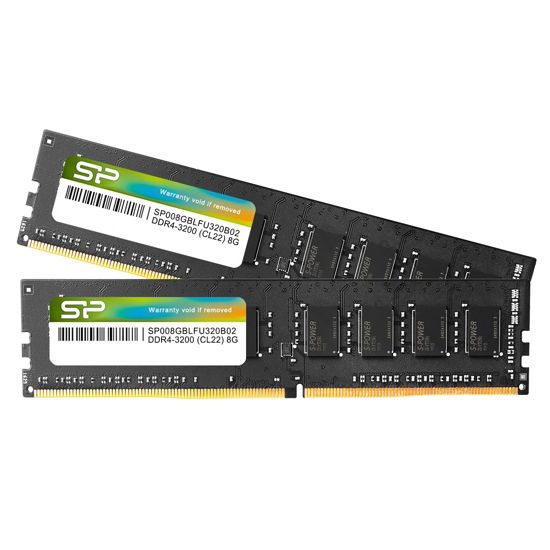 Picture of Silicon Power DDR4 16GB Kit (2x8GB) 3200MHz (PC4-25600) CL22 UDIMM 288-Pin Desktop Computer Memory SP016GBLFU320B22