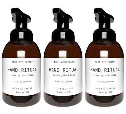 Picture of Muse Bath Apothecary Hand Ritual - Aromatic and Nourishing Foaming Hand Soap, Infused with Natural Aromatherapy Essential Oils - USDA Certified Biobased - 11.5 oz, Fleur du Lavender, 3 Pack