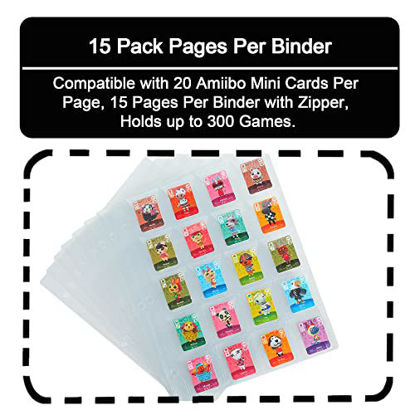 Picture of DRZERUI 300 Pockets Holder Binder Compatible with Animal Crossing Mini Amiibo Cards, Holds 300 ACNH NFC Tag Game Mini Cards (Blue)