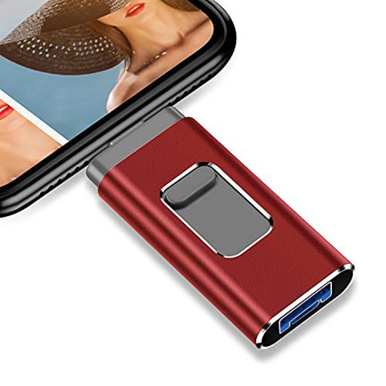 Picture of USB3.0 Flash Drives for iPhone ,1000GB Photo Stick Compatible with Mobile Phone & Computers, Mobile Phone External Expandable Memory Storage Drive, Take More Photos & Videos(1000GB RED)