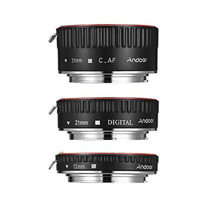 Picture of Andoer Upgraded Macro Extension Tube Set 3-Piece 13mm+21mm+31mm Auto Focus Extension Tube Rings for Canon EOS Camera Body and Lens of The 35mm SLR for Canon All EF and EF-S Lenses