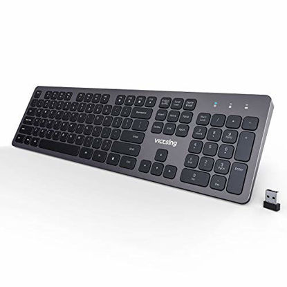 Picture of VicTsing Wireless Computer Keyboard - 2.4G USB Wireless Ergonomic Keyboard Full Size with Numeric Keypad and Rechargeable Battery for Windows 7/8/10 Laptop Computer PC