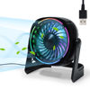 Picture of HeroPlus RGB Small USB Desk Fan, 6 Inch Small Fan with 8 Light Modes, Mini USB Fan with 3 Speeds, 60 Inch Cord, 360° Rotation, Quiet Operation, Portable Desk Fan for Rooms, Offices, Car, Travel