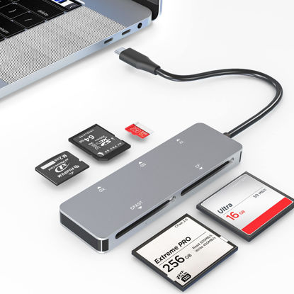 Picture of CFast Card Reader, USB C CFast 2.0 Card Reader, Type-C 3.0 5Gbs CFast Memory Card Adapter for SanDisk, Lexar, Transcend, Sony Card, Read CFast/TF/SD/XD/CF 5 Cards Simultaneously