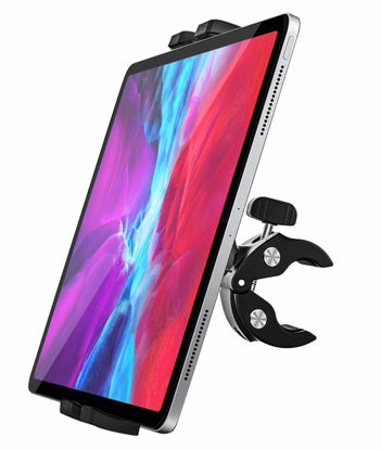 Picture of Bike Tablet Mount, woleyi Motorcycle Bicycle Tablet Holder, Cycling Handlebar Tablet Clamp with 360 Rotation for iPad Pro / Air / Mini, iPhone, Samsung Galaxy Tabs, More 4-11" Cellphones and Tablets