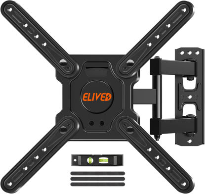 Picture of ELIVED TV Wall Mount for Most 22-50 Inch TVs, Articulating Arms Swivel and Tilt Full Motion TV Mount, Wall Mount TV Brackets Max VESA 300x300, Single Stud Perfect Center Design, Holds Up to 55 lbs.