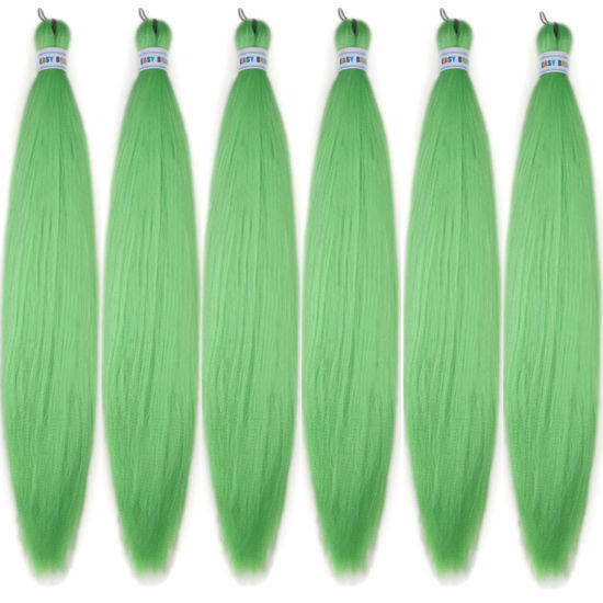 Picture of Green Braiding Hair Pre Stretched Kanekalon Prestretched Braiding Hair Pack of 6 By Leticia