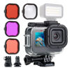 Picture of YALLSAME Waterproof Case Dive Housing for GoPro HERO 11 HERO 10 HERO 9 Black with 4 Filters & Expansion Adapters 196 ft Underwater Protective Housing for Go Pro 11 10 9 Scuba Diving Snorkeling Surfing