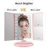 Picture of WEILY Makeup Vanity Mirror with 3x/2x Magnification,Trifold Mirror with 36 Led Lights,Touch Screen,180 Degree Adjustable Rotation,Dual Power Supply,Countertop Cosmetic Mirror (Pink)