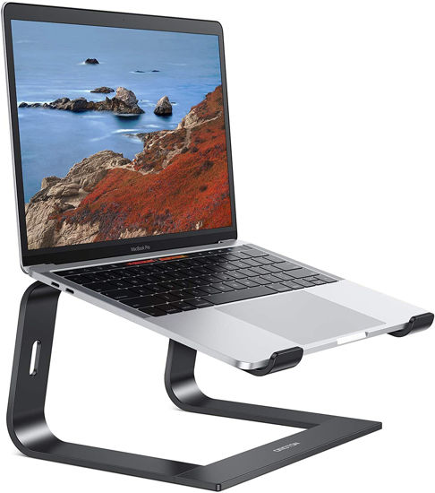 Picture of OMOTON Laptop Stand, Detachable Laptop Mount, Aluminum Laptop Holder Stand for Desk, Compatible with MacBook Air/Pro, Dell, HP, Lenovo and All Laptops (11-16 inch), Black