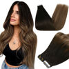 Picture of Full Shine Balayage Tape in Hair Extensions Human Hair 12 Inch Glue Hair Extensions 30 Gram 20 Pcs Adhesive Hair Extensions Black Ombre Pu Tape In Hair 1b/6/27 Black And Blonde Tape Hair