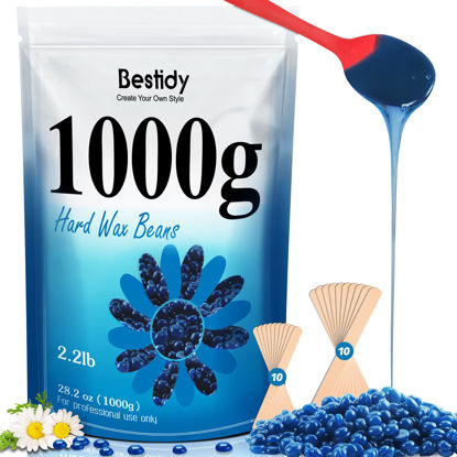 Picture of Bestidy Wax Beads, Hard wax beads 1000g, Wax beans for Hair Removal, Waxing Beads for All Body and Brazilian Bikini Areas (Blue-1000g)