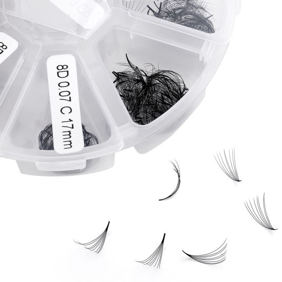 Picture of Premade Fans Eyelash Extension 500 Fans Handmade Loose Volume Lashes Mutiple Options 8D/9D/10D/12D Pre-made Fans 0.07mm Thickness C/D Curl 9-16mm/13-20mm Mixed Length Volume Eyelash Extensions by WENDYLASHES (500PCS-8D-0.07-D, 13-20mm mixed tray)