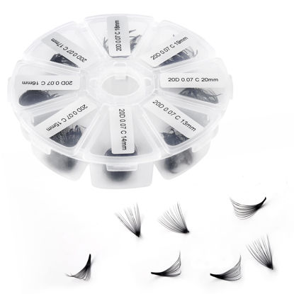 Picture of Premade Fans Short Stem 500 PCS 20D Eyelash Extensions 0.07mm C/D Curl 13-20mm Mixed WENDY LASHES Russian Volume Pre-made Lash Extension (500PCS-20D-0.07-D, 13-20mm mixed)