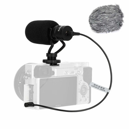 Picture of EACHSHOT Video Microphone Mic for Camera Canon, Nikon, Sony A7III A6500 A6400 A6300, Panasonic GH5 GH4, GoPro Mic Adapter, iPhone Vlog Vlogger w/ 3.5mm TRRS TRS Cable [NOT for Rebel T6]