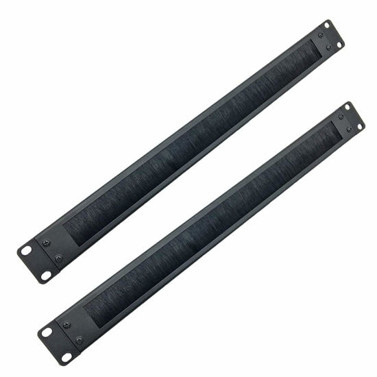 Picture of Jingchengmei 2 Pack-1U Disassembled Rack Mount Cable Management Panel with Brush for Cable Entry for 19-Inch Rack or Cabinet Black (BF01UAB2PC)