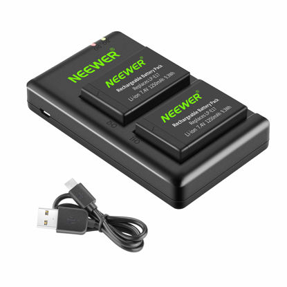 Picture of Neewer 2-Pack LP-E17 Replacement Battery and Dual USB Charger for Canon EOS R8, R10, R50, RP, 77D, 750D, 760D, 800D, 8000D, M6 II, M6, M5, M3, Rebel SL2, SL3, T6i, T6s, T7i, T8i Cameras