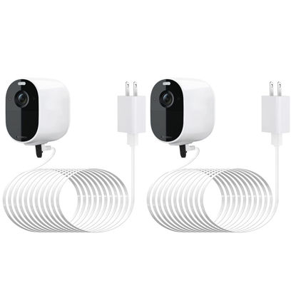 Picture of 2Pack 30Ft/9m Power Adapter for Arlo Essential Spotlight/XL, Weatherproof Outdoor Power Cable Continuously Charging Your Arlo Essential Camera - White