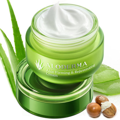 Picture of Aloderma Firming Face Cream with 75% Organic Aloe Vera - Face and Neck Firming Cream with Hyaluronic Acid & Vitamin E - Aloe Renewing Skin Firming Cream - Reduce Appearance of Fine Lines and Wrinkles