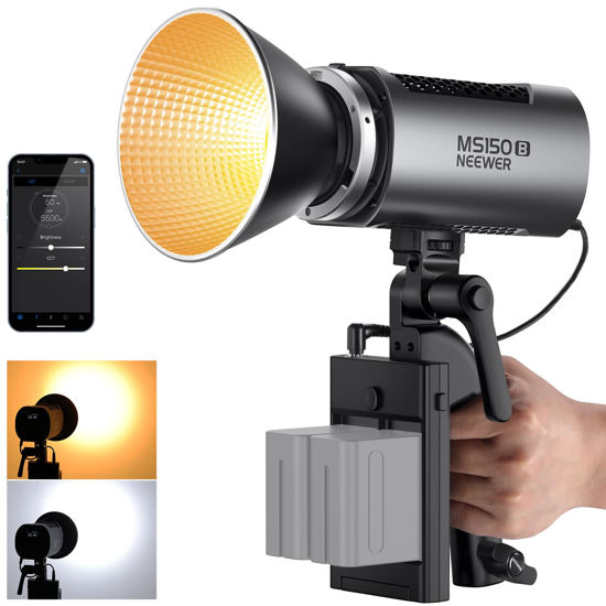 Picture of NEEWER MS150B 130W Bi Color LED Video Light, Mini COB Portable Photography Lighting with App Control,2.4G Mode, Bowens Mount Continuous Output Lighting, 200000 lux/0.5m, 2700K-6500K, CRI97+, 12 Scenes