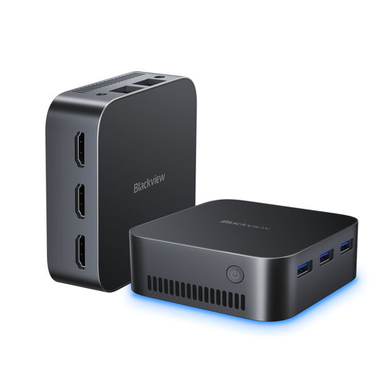 Picture of Blackview MP80 Mini PC Intel 12th N95(up to 3.4GHz), 16GB LPDDR5 512GB M.2 SSD Mini Desktop Computers Windows 11 Pro, Support Dual LAN, 3 HDMI, 2.4/5G WiFi, 4K UHD