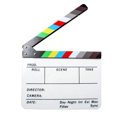 Picture of Andoer Acrylic Clapboard Dry Erase Director Film Movie Clapper Board Slate 9.6 11.7" with Color Sticks
