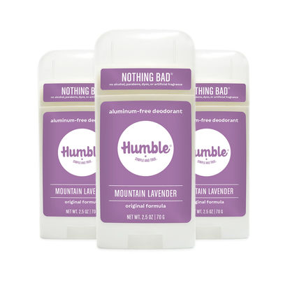 Picture of HUMBLE BRANDS Original Formula Aluminum-free Deodorant. Long Lasting Odor Control with Baking Soda and Essential Oils, Mountain Lavender, Pack of 3