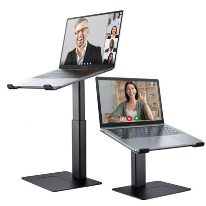 Picture of DEEDRR Laptop Stand for Desk, Ergonomic Sitting and Standing Laptop Riser for Notebook MacBook 11-17 Inches，DJ Laptop Stand Adjustable Height from 7-15 Inches Aluminum(Black)