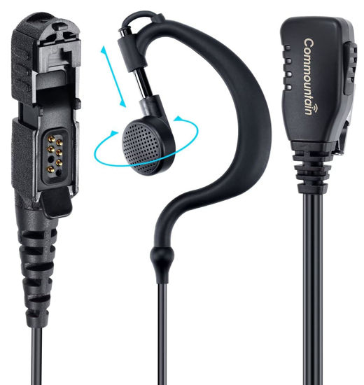 Picture of commountain XPR 3500e XPR 3300e Earpiece with Mic Compatible with Motorola Radios XPR 3300, XPR 3500, XPR3300e, XPR3500e, XPR3300, XPR3500, XPR 3000e G Shape Headset with PTT Microphone