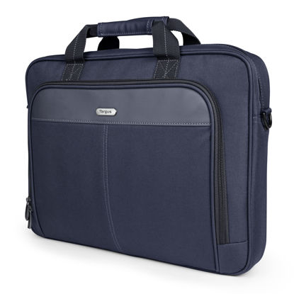 Picture of Targus Laptop Bag - Blue 15.6" Classic Slim Briefcase Messenger Bag, Spacious, Ergonomic, Foam Padded Laptop Case for Devices Up To 16"